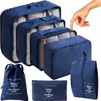 Organizér oblečení CESTOVNÍ ORGANIZÉR DO KUFRU TAŠKY SKŘÍNĚ SADA NA OBLEČENÍ A BOTY MODRÝ