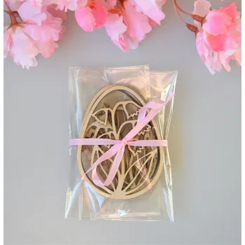 Velikonoční dekorace Sada dřevěných velikonočních vajíček jarní květiny - 4 ks Varianta: S celofánem