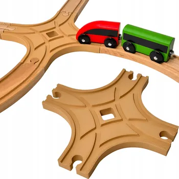 Vláček a vláčkodráha VÝHYBKA 4-SMĚRNÁ PRO DŘEVĚNÉ VLÁČKODRÁHY UNIVERZÁLNÍ DÍL KOLEJÍ