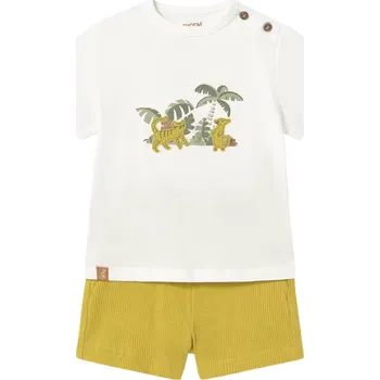 Kojenecký overall MAYORAL dětský set triko KR a kraťasy Safari bílá, žlutá vel. 98 cm