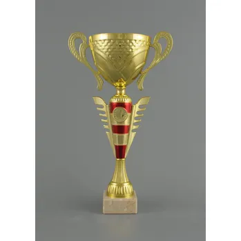 Zlatý sportovní pohár s červenými pruhy 30 - 39 cm - 35 cm