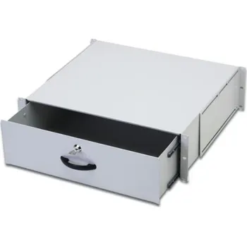 Elektrická zásuvka DIGITUS Uzamykatelná zásuvka na dokumenty, do racku 19", 3U, šedý (4016032161714)