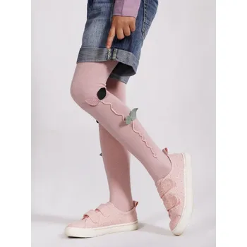 YO Punčocháče RAB0043G růžové s lístečky velikost oblečení - děti: 128/134