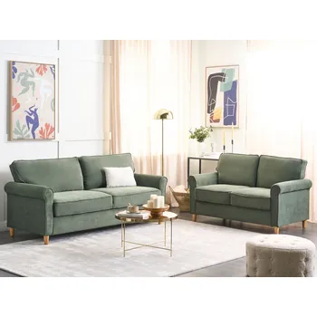 Pohovka Manšestrová pohovka 5místná tmavě zelená klasický retro nábytek do obývacího pokoje pracovny moderní Beliani