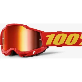 Motocyklové brýle Dětské motokrosové brýle 100% ACCURI 2, červené, zrcadlové červené plexi