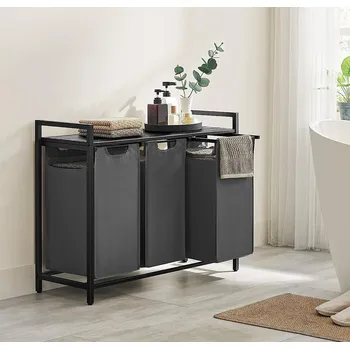 Úložný box Koš na prádlo 3 dílný | šedo-černý