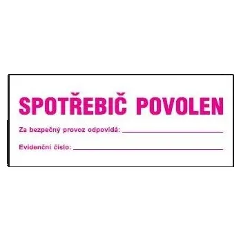 Značení Spotřebič povolen 297x105mm - plast
