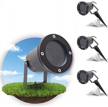 Žárovka SADA 3x Zahradní lampa PORTO + 3x žárovka GU10 3W premium STUDENÁ BÍLÁ