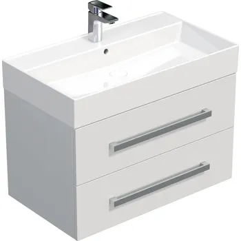 Koupelnový nábytek Koupelnová skříňka s umyvadlem SAT Cube Way 80x53x46 cm bílá lesk CUBE46802BISAT