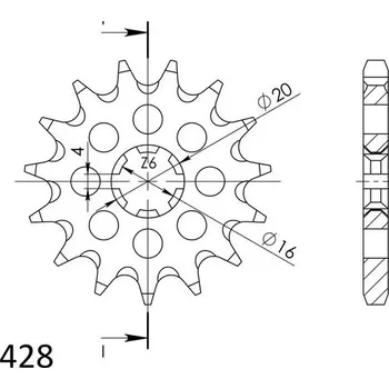 Řetězová sada pro motocykl Řetězové kolečko SUPERSPROX CST-416:16 16 zubů, 428