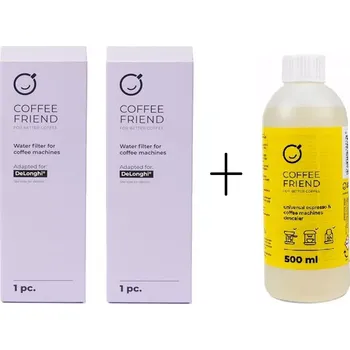 Příslušenství pro přípravu kávy Coffee Friend 2x vodní filtr pro kávovary DeLonghi + odvápňovač Coffee Friend 500 ml