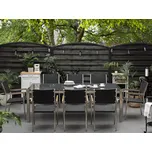 Zahradní jídelní sada černá se žulovou žulovou deskovou ratanovou židlí 8 sedadel 220 x 100 cm Beliani
