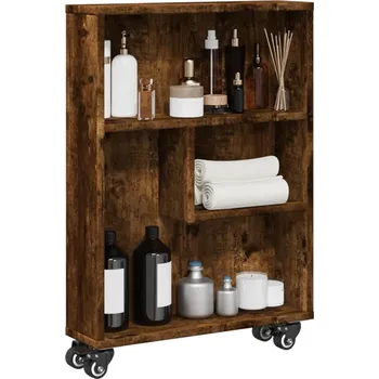 vidaXL Úzký úložný vozík, , 48 x 13 x 68 cm, konstrukční dřevo [855230] Barva: kouřový dub