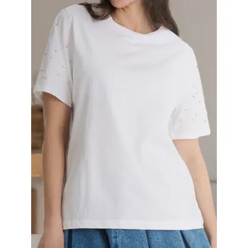 Sinsay - Bavlněné tričko - bílá - 469DO-00X - 469DO-00X-XXS