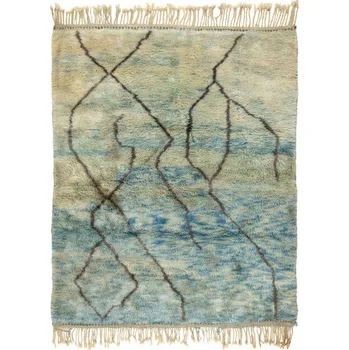 Koberec Ručně tkaný vlněný koberec BERBER MR4270 Beni Mrirt berber abstraktní, béžový / modrý