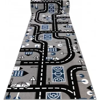 Koberec Dětský metrážový koberec PETIT CITY MĚSTO ULICE ULIČKY šedý