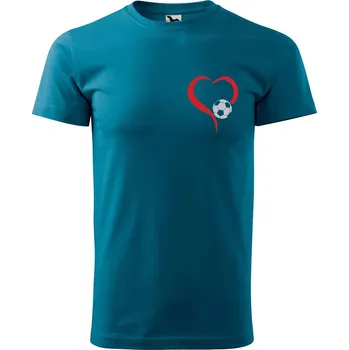 Pánské tričko DOBRÝ TRIKO Pánské tričko s potiskem Míč srdce Velikost: XL, Barva: Petrolejová