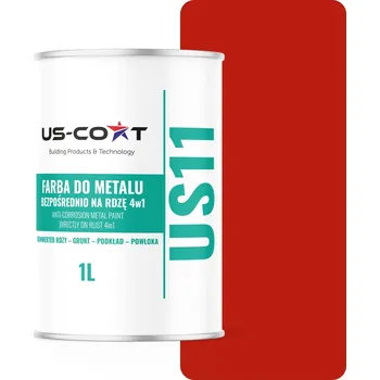 barva na kov US-Coat antikorozní akrylová Barva na kov 1 l ČERVENÁ RAL3020 matná