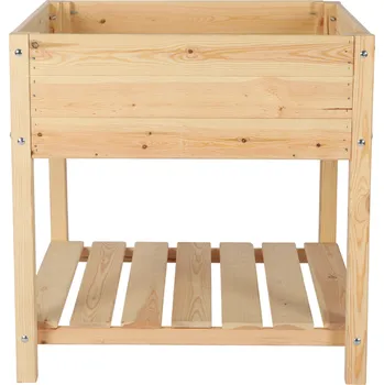 Truhlík Vyvýšený dřevěný truhlík s policí 78 x 78 cm - borovice