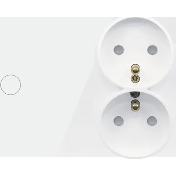 vypínač SPÍNAČ SVĚTLA 1-PÓLOVÝ JEDNODUCHÝ SKLENĚNÝ + DVOJITÁ ZÁSUVKA BÍLÁ