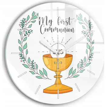 Hodiny Skleněné nástěnné hodiny s tichým chodem – dárek ke svatému přijímání, do kuchyně