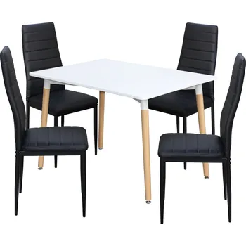 Jídelní set Idea nábytek Jídelní stůl ONE 120x80 bílý + 4 židle SIGMA černé