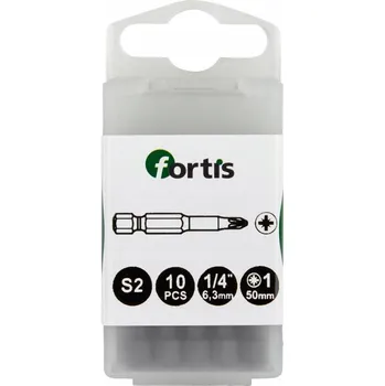 Bit Fortis Bity 1/4" DIN3126 Pozidriv PZ 1 x 50 mm 10 Ks