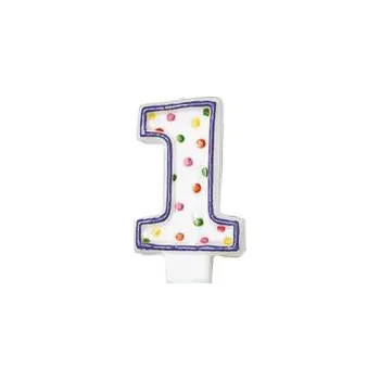 Dortová svíčka Narozeninová svíčka číslo 1 s tečkami 7,6cm - Amscan