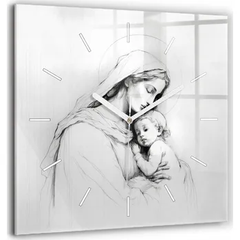 Hodiny Skleněné hodiny Sklo Nástěnné Tiché ručičky Kuchyně Ilustrace Ježíš Maria