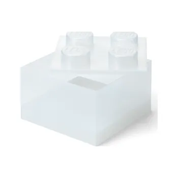 Dětsný nábytek LEGO úložný box 4 s víkem - třpytivá průhledná