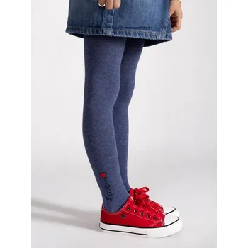 Dívčí oblečení YO Punčocháče RAB0044G modré jeans se srdíčkem velikost oblečení - děti: 140/146