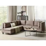 Modulární rohová pohovka hnědé látkové čalounění 5místná levostranná čalouněné opěradlo moderní styl obývací pokoj Beliani