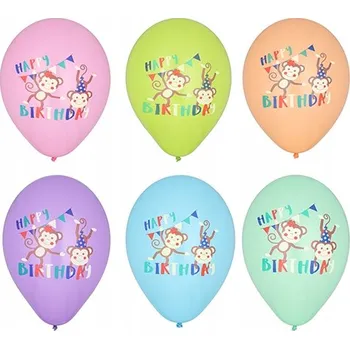 Balónek Dětské narozeninové balónky, mix barev, latexové, Happy Birthday 2 9 Cm 6 Ks