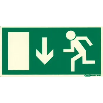Únikový východ dolů 300x150mm fotoluminisc. plast. tab.