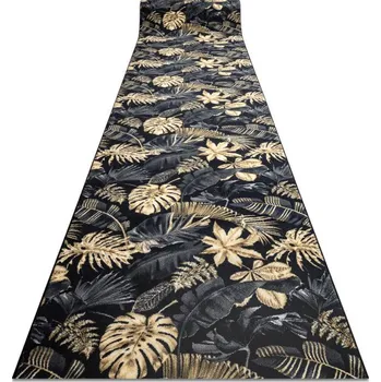 Koberec Protiskluzový běhoun MONSTERA Listy zlatý