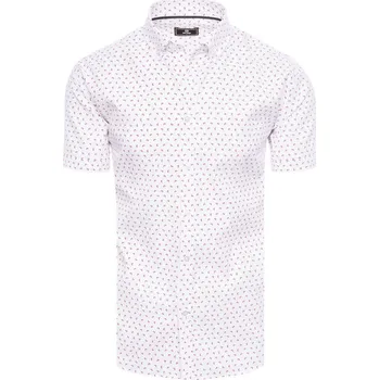 Bílá pánská vzorovaná košile s krátkým rukávem KX1025 Velikost: M