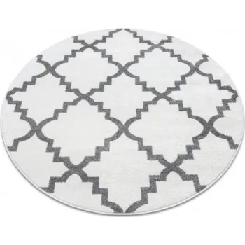 Koberec Koberec SKETCH kruh - F343 krém / šedý koniczyna marokánský trellis