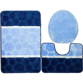 Koberec Sada koupelnových koberečků SIENA modrá, tečky / pruhy