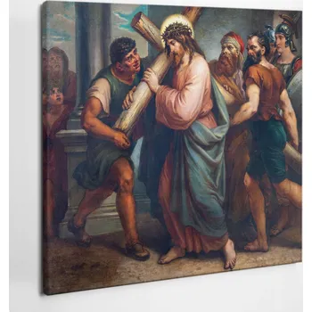Obraz Výtisk Obraz na plátně Canvas jako Dárek Ježíš Kristus nese svůj kříž 60x60 cm