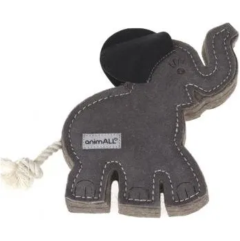 Hračka pro psa animALL Hračka Slon šedý natural kůže podložená plstí 19x17 cm
