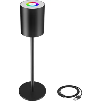 Žárovka TecTake Retro stolní lampa Corly, LED, 7 světelných barev, stmívatelná, černá