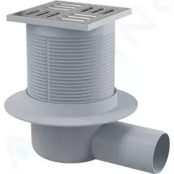 Kanalizační potrubí Alcadrain Podlahová vpust boční, 11x11 cm, průměr 5 cm, nerez/plast, APV31