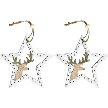 Vánoční ozdoba Vánoční dekorace KL-21X12 bílá (2 ks)