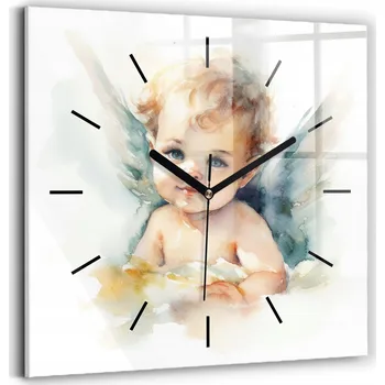 Hodiny Skleněné hodiny Sklo Nástěnné Tiché ručičky Kuchyně Ilustrace Anděl