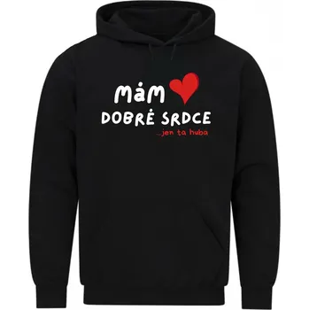 Pánská mikina Pánská mikina Mám dobré srdce ...jen ta huba (Velikost: 5XL, Barva: Černá)