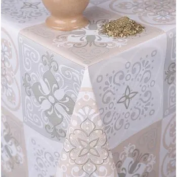 Prostěradlo Cerata na Metry Ubrus Ceratový Na Míru Šedá Béžová Brokát Mřížka 10x137cm