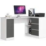 Rohový kancelářský stůl B20 CLP pravostranný, bílý / šedý