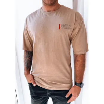 Pánské tričko Světle hnědé pánské triko s potiskem na zádech RX5303 Velikost: M