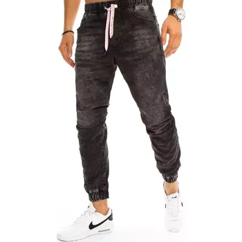 Pánské džíny Černé joggery na ozdobnou šňůrku UX3226 Velikost: 30