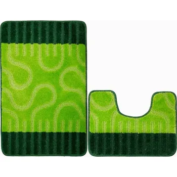 Koberec Sada koupelnových koberečků RONDA světle zelená / tmavě zelená